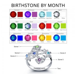 Mother's Birthstone Ring, Sterling Silver Personalized Engravable Ring JEWJORI101964